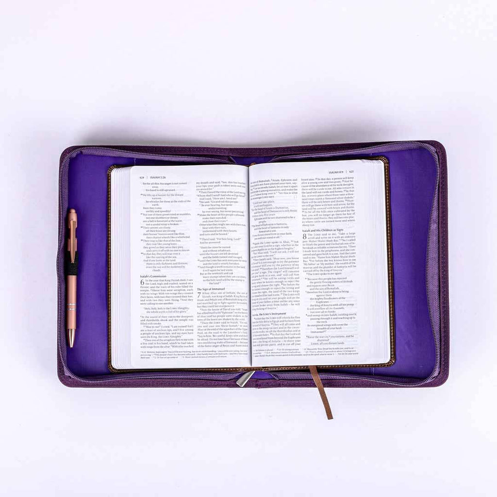 Bible Cover Imitation Leather Great Love Purple L