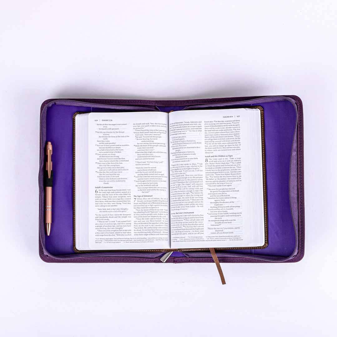 Bible Cover Imitation Leather Great Love Purple L