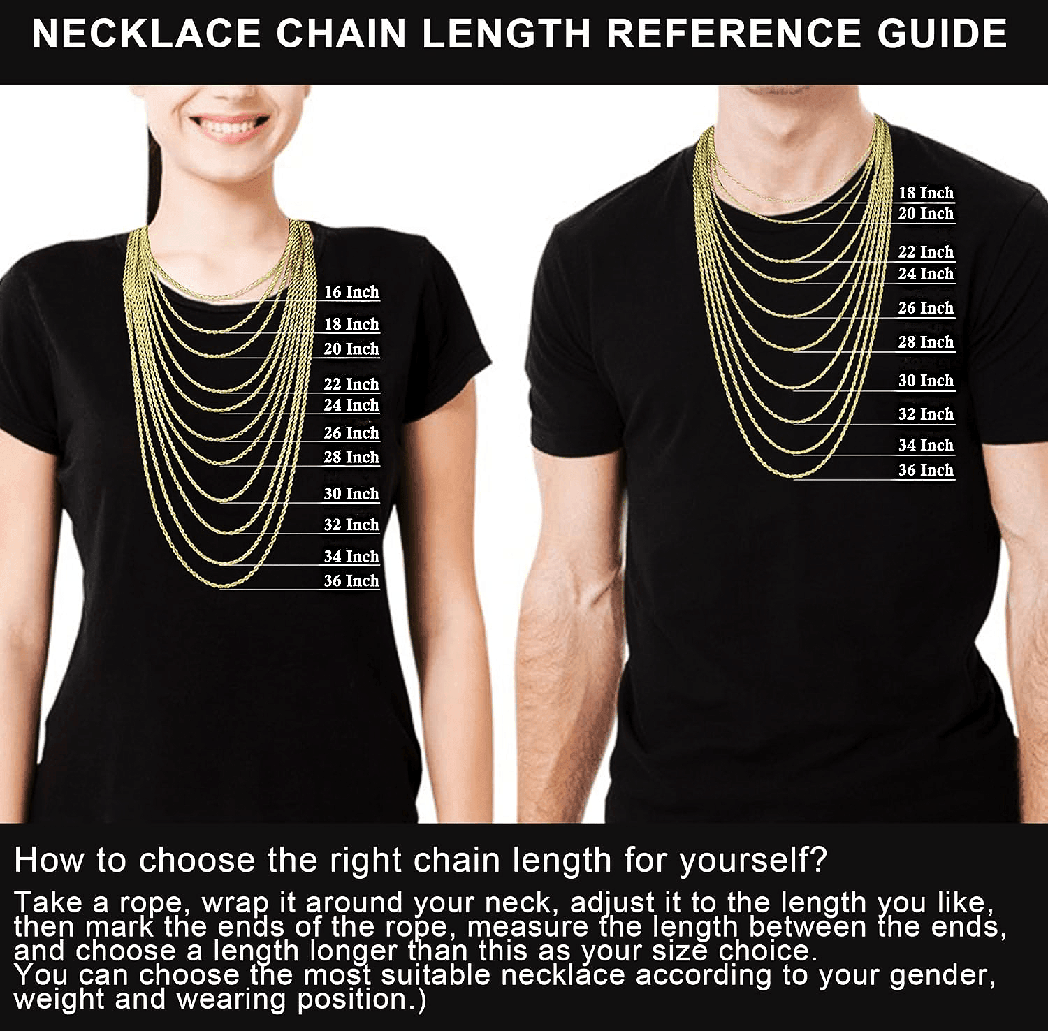 Necklace for Men and Women Stainless Steel Rope Chain Gold - Jewelry Store by Erik Rayo