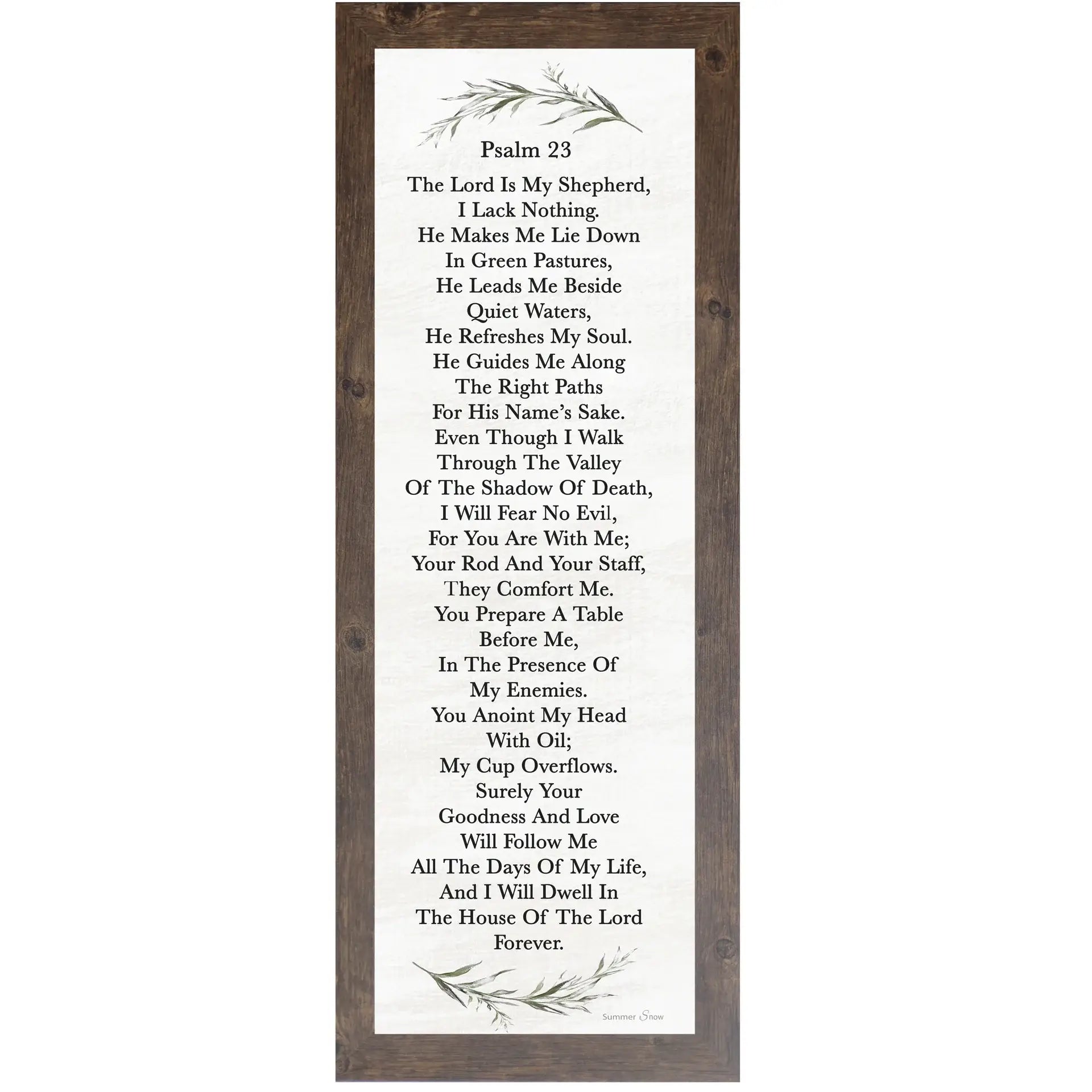 Psalm 23 The Lord Is My Shepherd Vertical Christian Art Sign