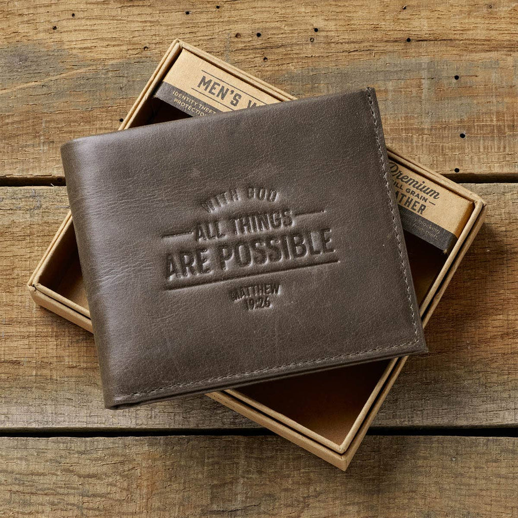 Wallet Leather With God All Things are Possible Matt. 19:26