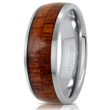 Load image into Gallery viewer, Koa Wood Tungsten Wedding Bands for Men and Women 8mm Natural Wood Inlay 8mm
