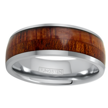 Load image into Gallery viewer, Koa Wood Tungsten Wedding Bands for Men and Women 8mm Natural Wood Inlay 8mm
