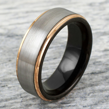 Load image into Gallery viewer, Silver and Rose Gold Wedding Band Ring - Tungsten Engagement Band for Men &amp; Women 8mm
