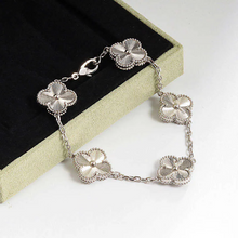 Load image into Gallery viewer, Real Solid 925 Silver Clover Bracelets Adjustable 7&quot; - 8&quot; - Available in Black, Gold, Pink, Green, and More

