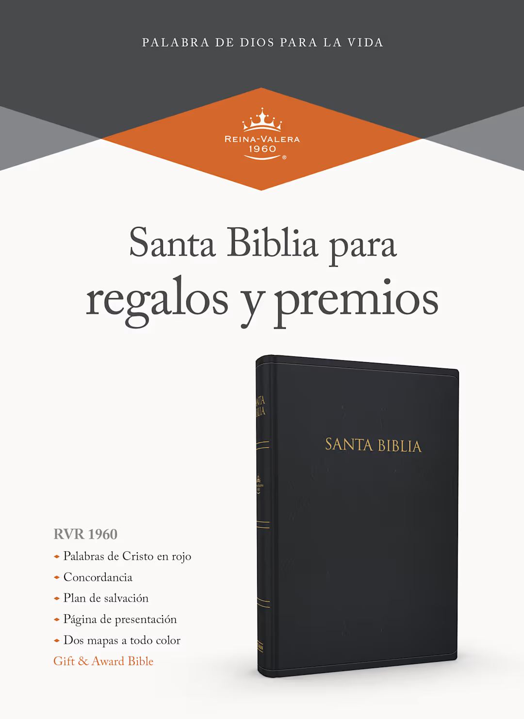 RVR 1960 Biblia Para Regalos y Premios Negro Imitación Piel