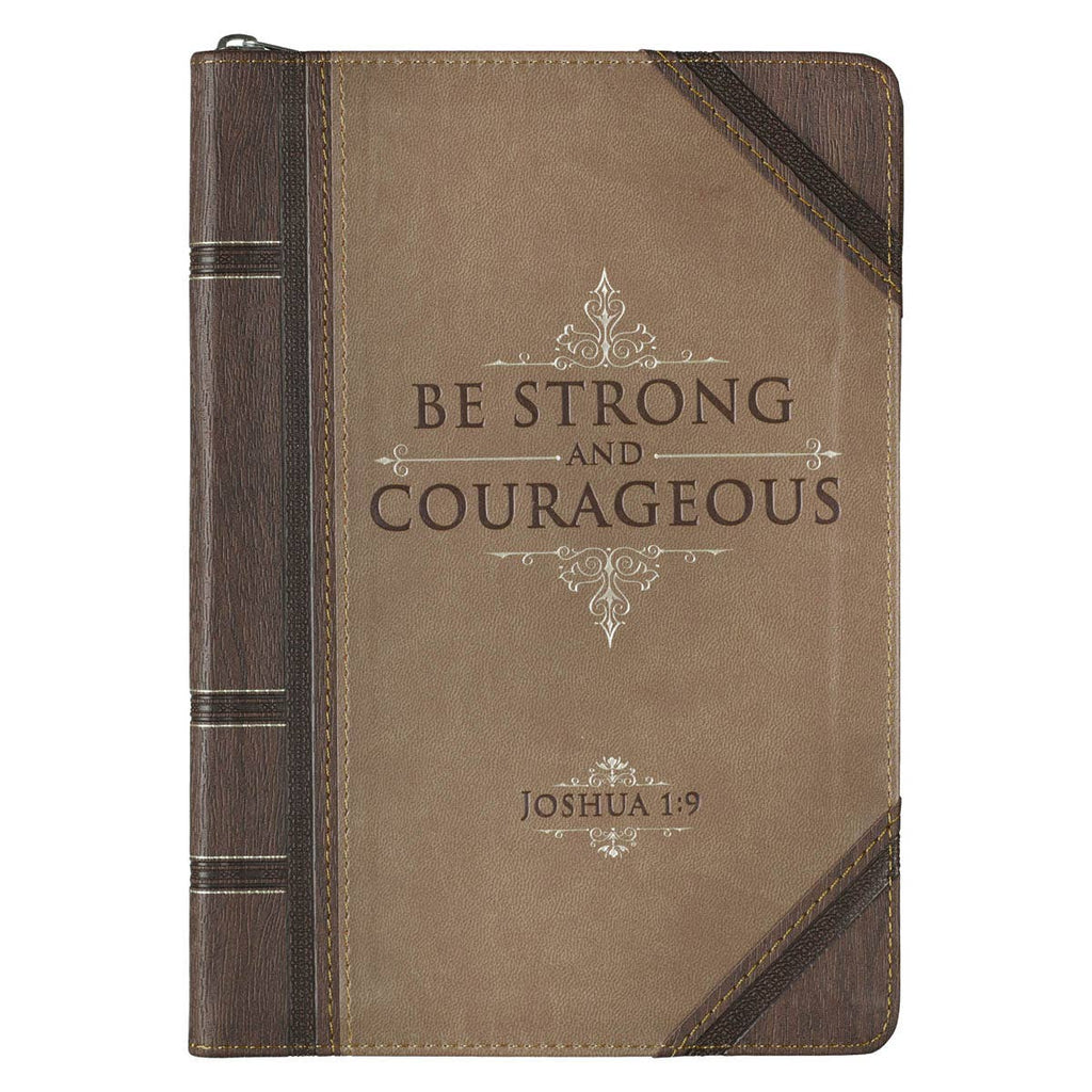 Journal Classic Zip Brown Two-tone Be Strong Josh. 1:9