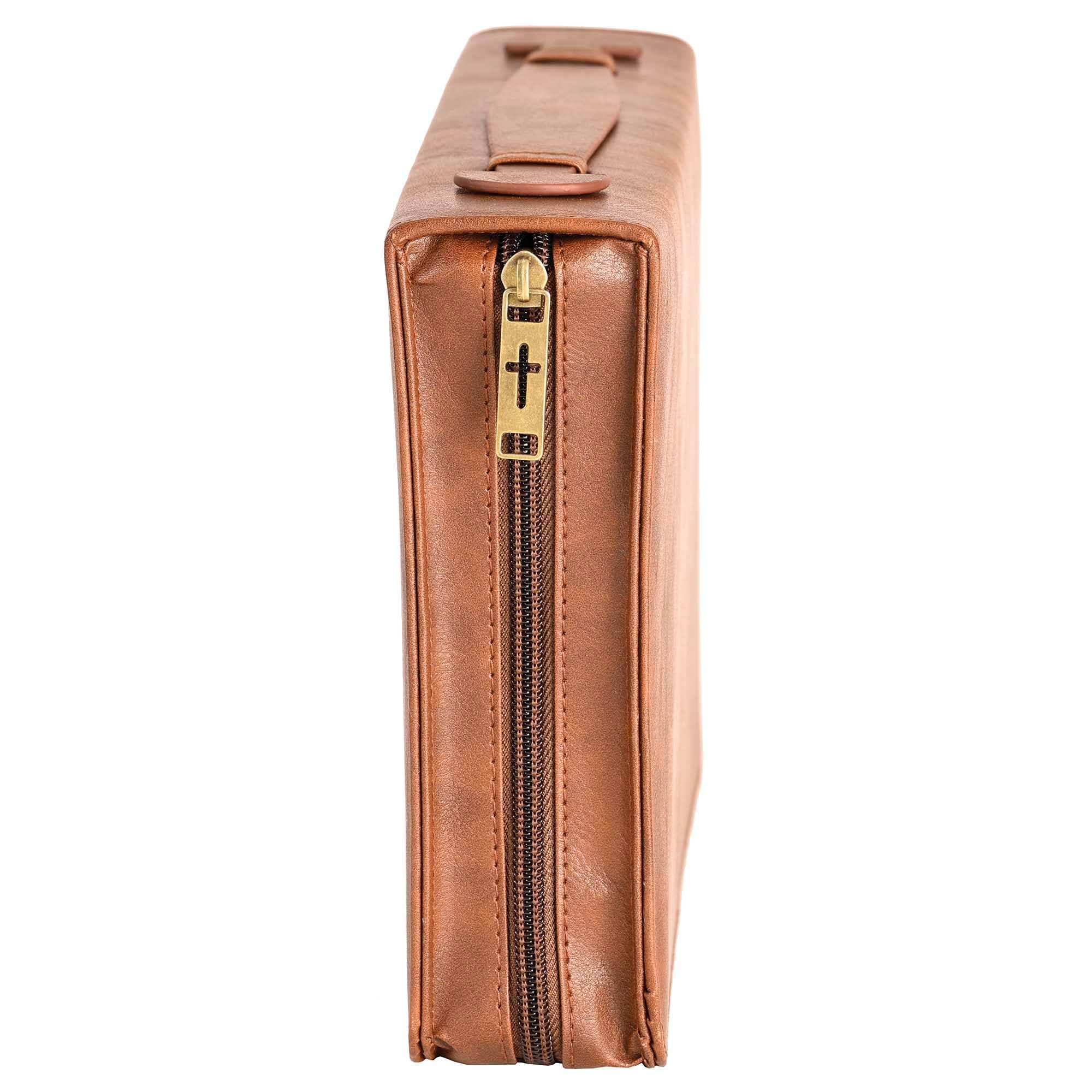 White Dove -Bible Cover Classic Cross Brown XLarge
