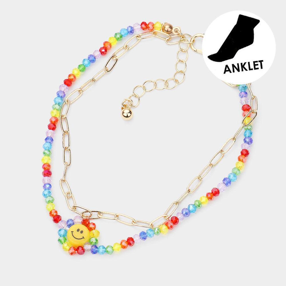 Smile Accented Double Layered Anklet