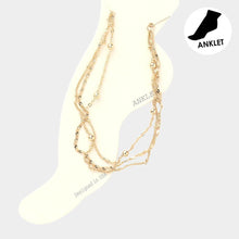 Load image into Gallery viewer, Gold Metal Chain Link Triple Layered Anklet
