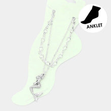 Load image into Gallery viewer, Clear Metal Mermaid Charm Round Bead Link Double Layered Anklet
