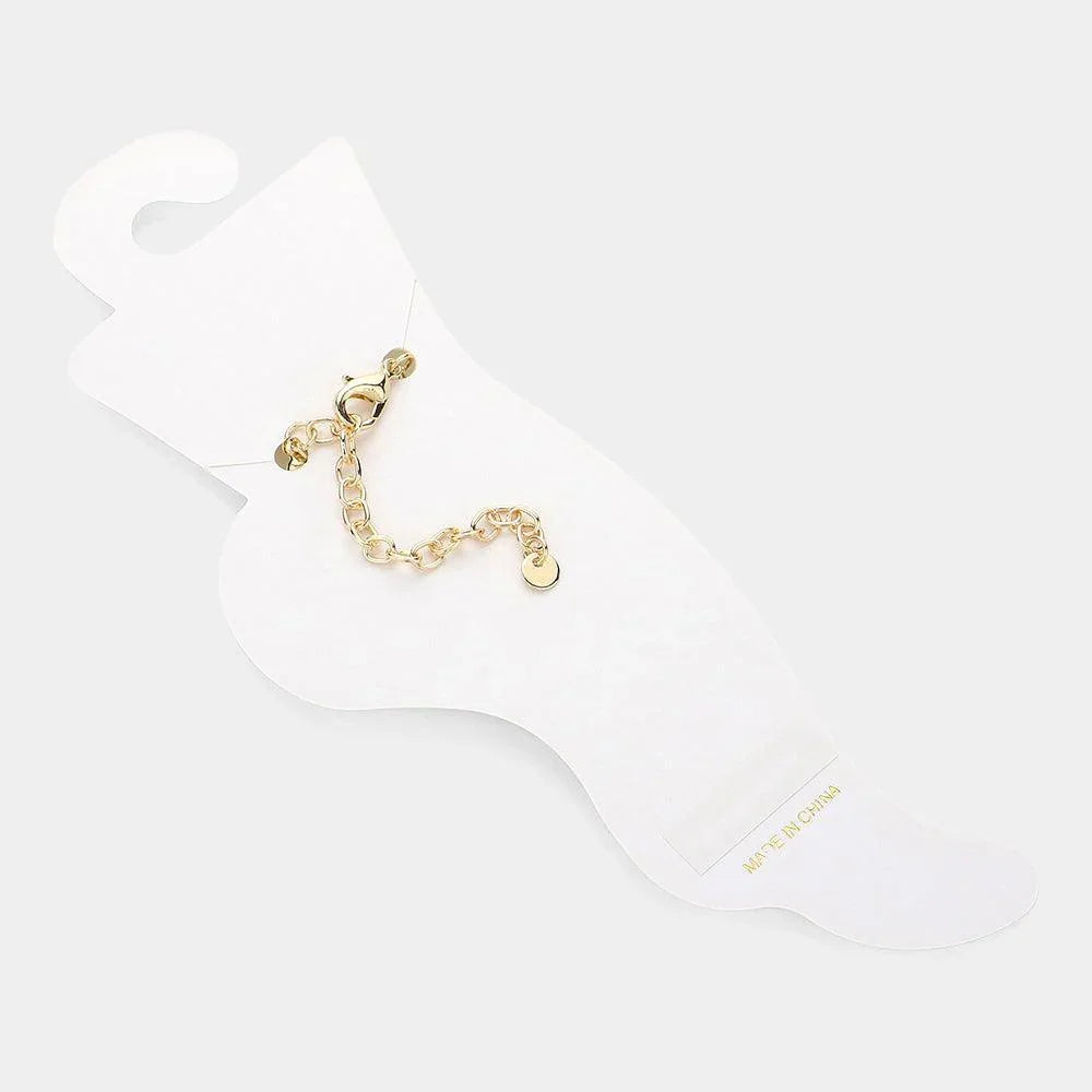 Blue Paper Clip Chain Square Tube Beaded Layered Anklet - Jewelry Store by Erik Rayo