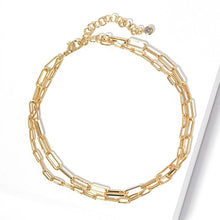 Load image into Gallery viewer, Gold Gold Dipped Open Metal Oval Link Double Layered Anklet
