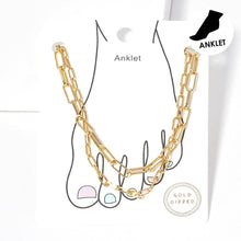 Load image into Gallery viewer, Gold Gold Dipped Open Metal Oval Link Double Layered Anklet
