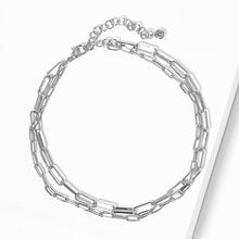 Load image into Gallery viewer, Gold White Gold Dipped Open Metal Oval Link Double Layered Anklet
