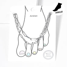 Load image into Gallery viewer, Gold White Gold Dipped Open Metal Oval Link Double Layered Anklet
