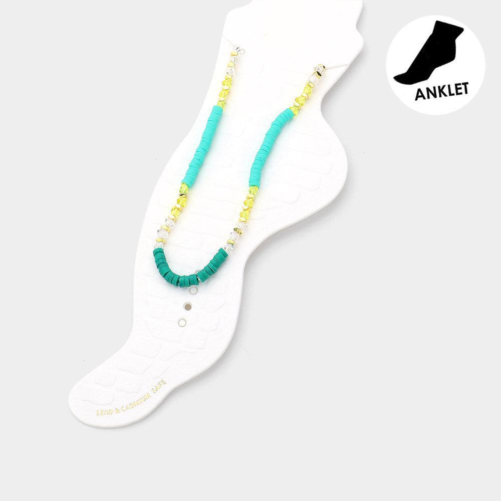 Green Heishi Beaded Anklet
