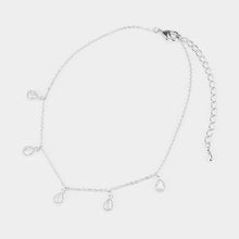 Load image into Gallery viewer, Gold White Gold Dipped Teardrop Stone Station Anklet
