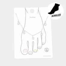 Load image into Gallery viewer, Gold White Gold Dipped Teardrop Stone Station Anklet
