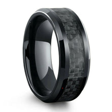 Load image into Gallery viewer, Wedding Band Ring for Men Black Tungsten Carbide Ring Black Carbon Fiber
