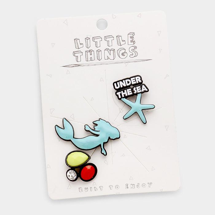 Aqua 3Pcs - Mermaid & Starfish Brooch