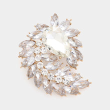 Load image into Gallery viewer, Gold Glass Crystal Marquise Cluster Brooch / Pendant
