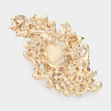 Load image into Gallery viewer, Gold Crystal Oval Accented Bouquet Pin Brooch
