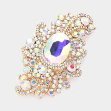 Load image into Gallery viewer, Gold Crystal Oval Accented Bouquet Pin Brooch

