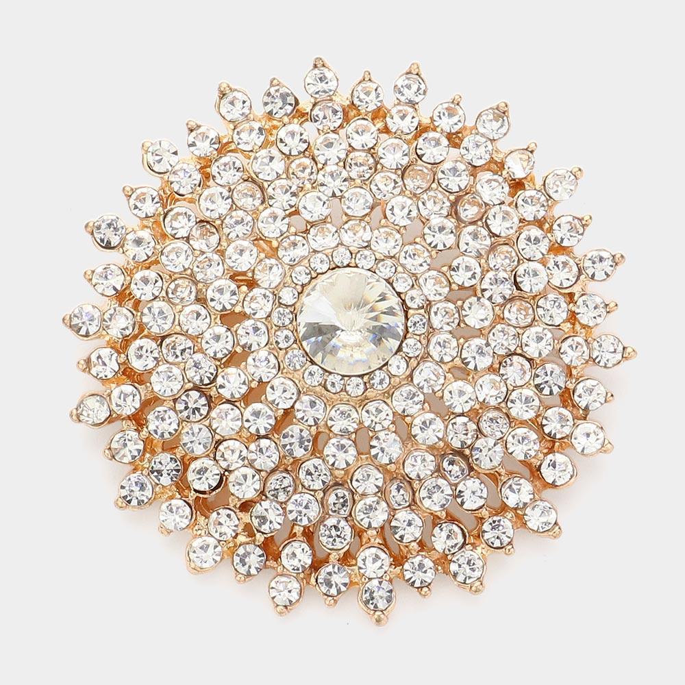 Gold Glass Crystal Bubble Pin Brooch