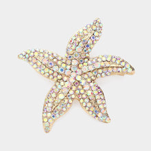 Load image into Gallery viewer, Gold Crystal Rhinestone Starfish Pin Brooch
