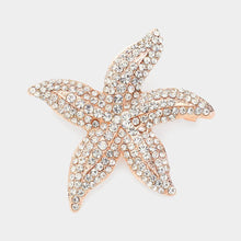 Load image into Gallery viewer, Gold Crystal Rhinestone Starfish Pin Brooch
