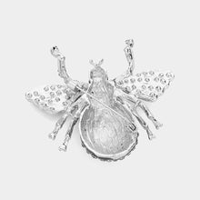 Load image into Gallery viewer, Silver Crystal Rhinestone Pave Bug Pin Brooch
