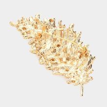 Load image into Gallery viewer, Gold Marquise Stone Accented Leaf Pin Brooch
