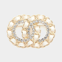 Load image into Gallery viewer, White Stone Embellished Double Open Circle Link Pin Brooch
