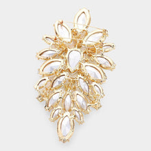 Load image into Gallery viewer, Gold Oversized Glass Crystal Marquise Pin Brooch
