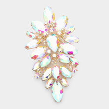 Load image into Gallery viewer, Gold Oversized Glass Crystal Marquise Pin Brooch
