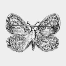 Load image into Gallery viewer, Black Rhinestone Pave Butterfly Pin Brooch
