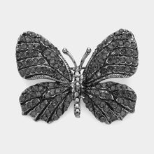 Load image into Gallery viewer, Black Rhinestone Pave Butterfly Pin Brooch

