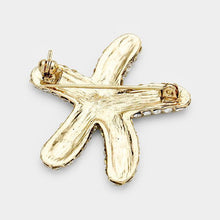 Load image into Gallery viewer, Red Stone Trim Abalone Starfish Pin Brooch
