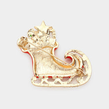 Load image into Gallery viewer, Gold Crystal Embellished Christmas Santa Claus Shoe Pin Brooch
