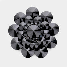 Load image into Gallery viewer, Black Round Crystal Flower Pin Brooch
