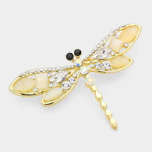 Load image into Gallery viewer, Gold Crystal Dragonfly Pin Brooch
