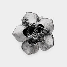 Load image into Gallery viewer, Black Rhinestone Flower Pin Brooch
