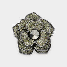 Load image into Gallery viewer, Black Rhinestone Flower Pin Brooch
