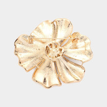 Load image into Gallery viewer, Gold Round Stone Pointed Rhinestone Paved Flower Pin Brooch
