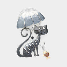 Load image into Gallery viewer, Black Cat Umbrella Magnetic Brooch
