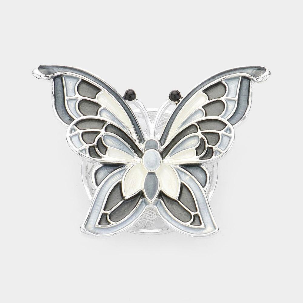 Silver Butterfly Magnetic Brooch