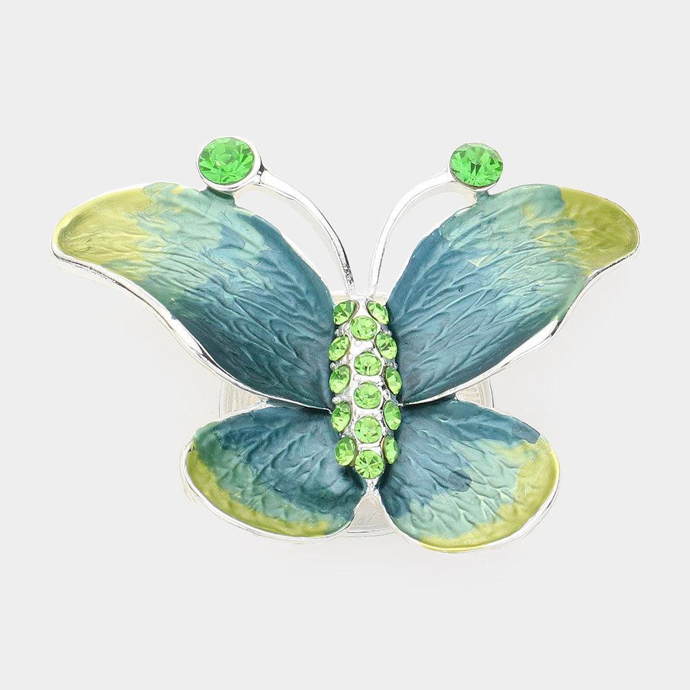 Green Butterfly Magnetic Brooch