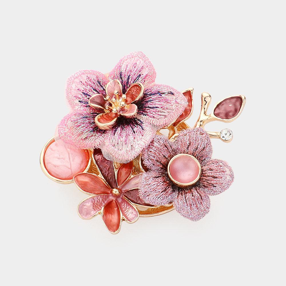 Red Flower Magnetic Brooch