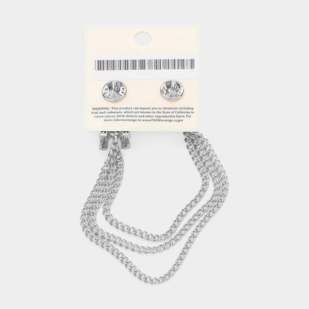 Enamel Flower Eiffel Tower Accented Double Chain Pin Brooch - Jewelry Store by Erik Rayo